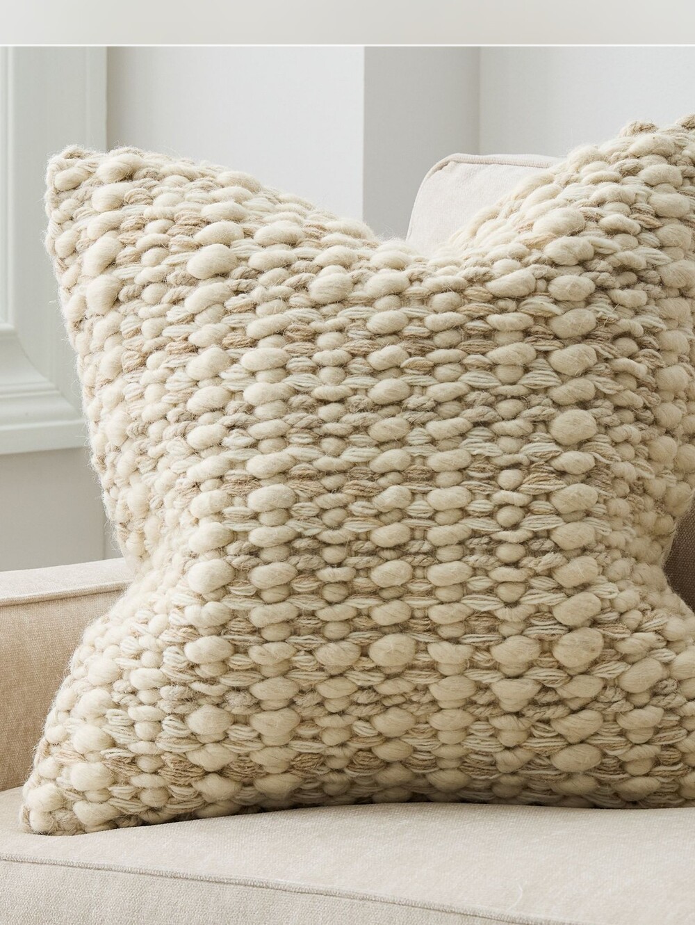 West Elm Cozy Cream Textured Knit Throw Pillow NWT